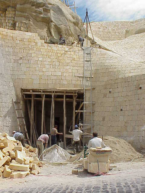   Restoring façade, Blue Church  Goreme Open Air Museum Cappadocia